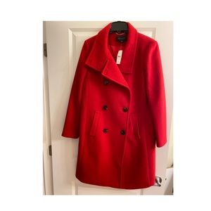 Brand New Ann Taylor Red Funnel Neck Wool Coat